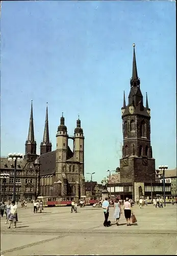 Ak Halle an der Saale, Markt, Marktkirche, Roter Turm