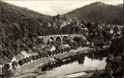 Ak Ziegenrück an der Saale Thüringen, Teilansicht, Viadukt