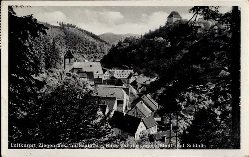 Ak Ziegenrück an der Saale Thüringen, innere Stadt, Kirche, Schloss