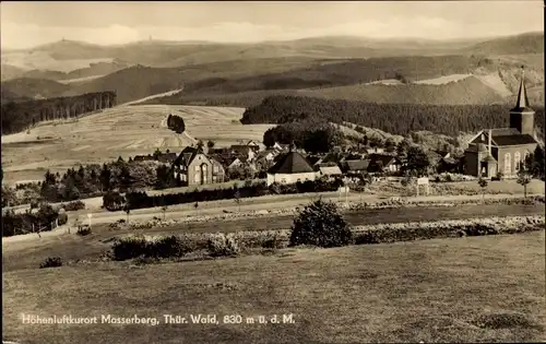 Ak Masserberg in Thüringen, Kirche, Panorama