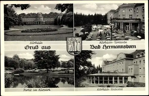 Ak Pömbsen Bad Driburg in Westfalen, Bad Hermannsborn, Kurhaus, Terrassen, Kurpark