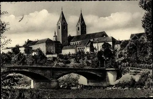 Ak Freising in Oberbayern, Isarbrücke, Domberg