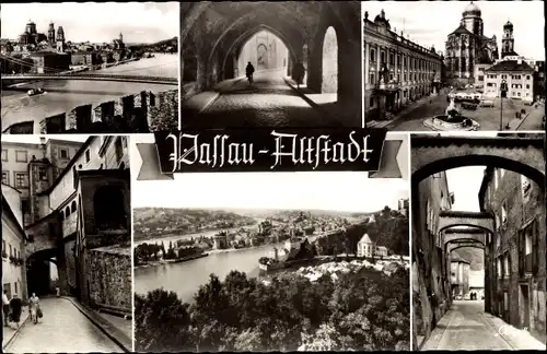 Ak Passau in Niederbayern, Altstadt, Brücke, Gasse, Platz