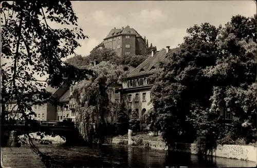Ak Greiz im Vogtland, Oberes Schloss, Friedensbrücke