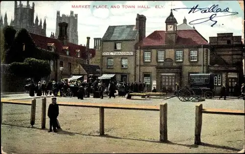 Ak Ely East of England, Marktplatz, Rathaus