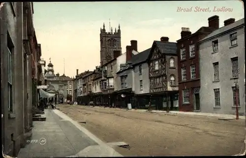 Ak Ludlow Shropshire England, Broad Street