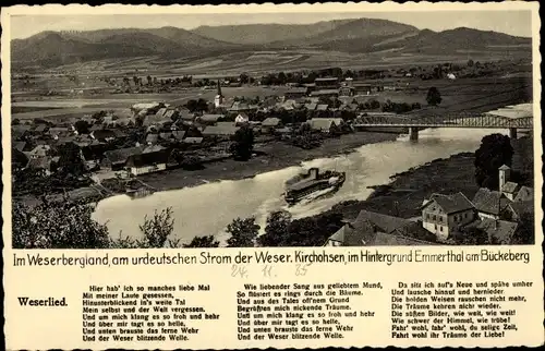 Ak Kirchohsen Emmerthal Niedersachsen, Weserbergland, Bückeberg, Weserlied