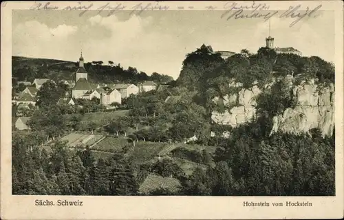 Ak Hohnstein Sächsische Schweiz, Blick vom Hockstein