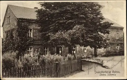 Ak Ostrau Bad Schandau Sächsische Schweiz, Jugendherberge, Eigenheim Ortsgruppe Dresden DJH