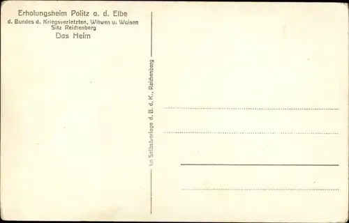 Ak Boletice nad Labem Politz Děčín Tetschen an der Elbe Region Aussig, Erholungsheim