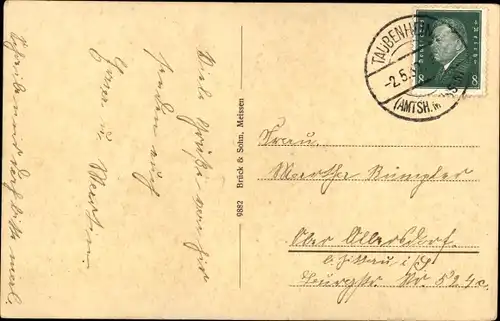 Ak Taubenheim Klipphausen in Sachsen, Ortsansicht, Kirchturm