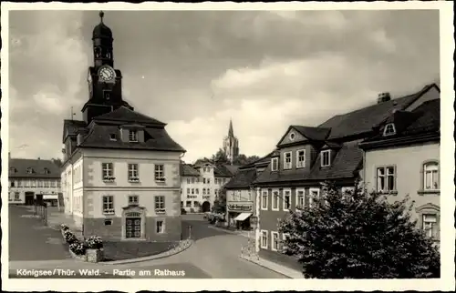 Ak Königsee Thüringen, Partie am Rathaus, Kirche, Cafe