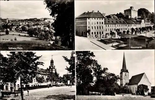 Ak Schleiz im Vogtland Thüringen, Neumarkt, Bergkirche, Markt, Total