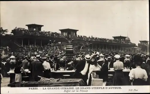 Ak Paris, die Große Woche, der Grand Steeple d'Auteuil, Buffet auf dem Rasen