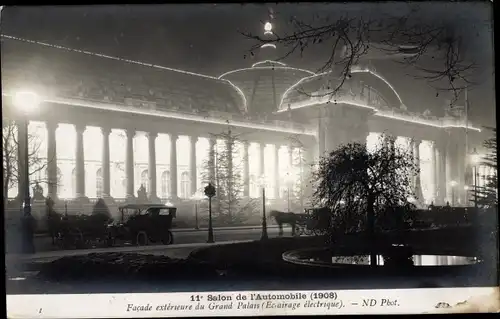 Ak Paris VIII, Grand Palais, 11. Automobilsalon 1908, elektrische Beleuchtung