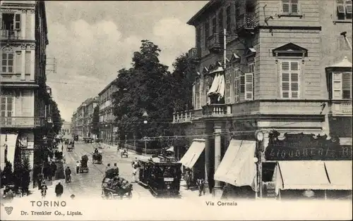 Ak Torino Turin Piemonte, Via Cernaia, Straßenbahn