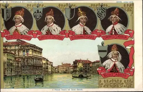 Litho Venezia Venedig Veneto, Domenico Contarini, Nicolo Sagredo, Canal Grande, Giovanni Pesaro