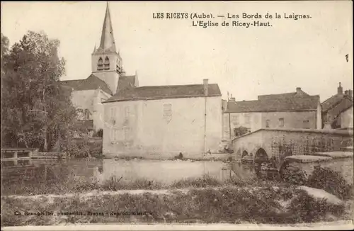 Postkarte L'Aube des Riceys, La Laignes, Kirche von Ricey-Haut