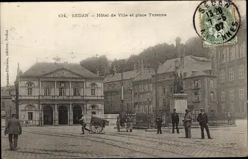 Ak Sedan Ardennes, Place Turenne, Rathaus