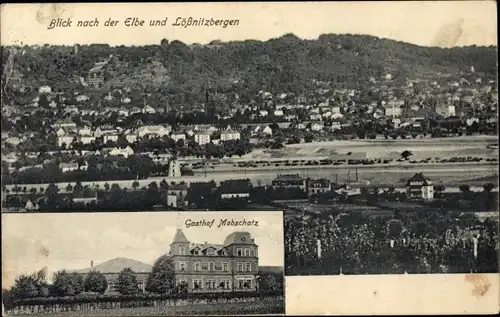 Ak Dresden Cossebaude, Panorama, Lößnitzberge, Gasthof Mobschatz