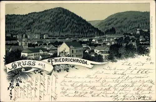 Litho Friedrichroda im Thüringer Wald, Totalansicht