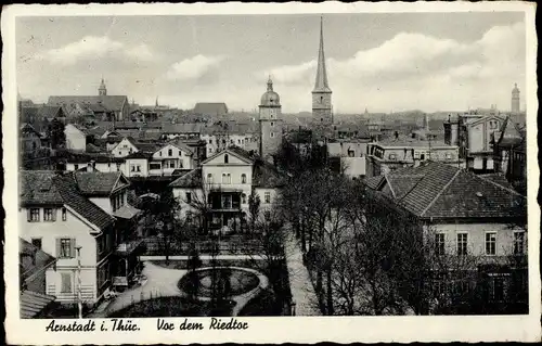 Ak Arnstadt in Thüringen, Riedtor, Totalansicht