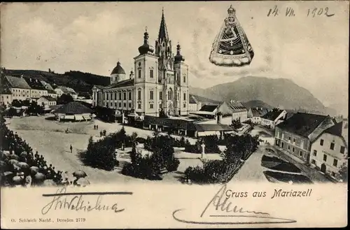 Ak Mariazell Steiermark, Ortsansicht, Kirche