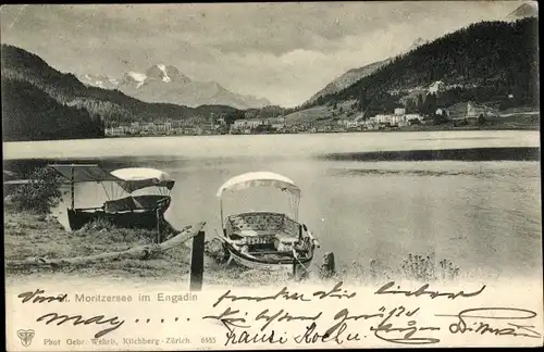 Ak Sankt Moritz Bad Kanton Graubünden, St. Moritzersee im Engadin