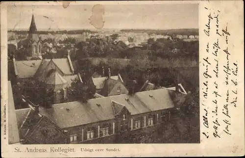 Ak Dänemark, St. Andreas Kollegiet, Udsigt over Sundet