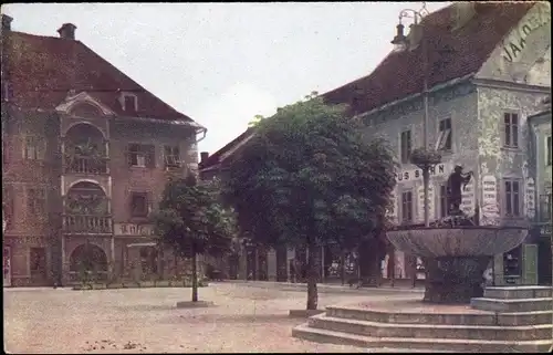 Ak Sankt Veit an der Glan Kärnten, Platz mit Brunnen