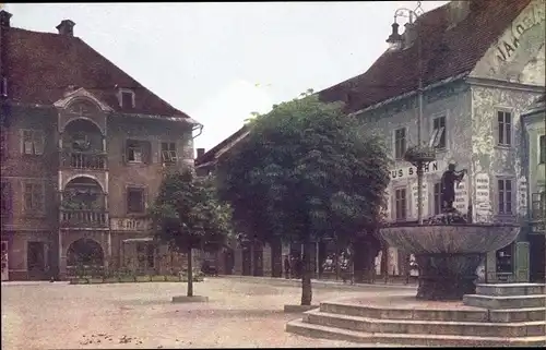 Ak Sankt Veit an der Glan Kärnten, Platz mit Brunnen