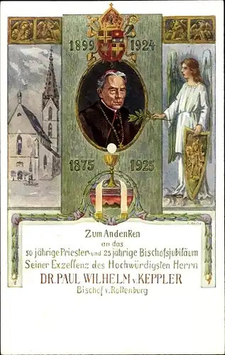 Litho Dr. Paul Wilhelm von Keppler, Bischof von Rottenburg,Priester- u. 25jähriges Bischofsjubiläum