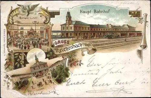 Litho Reichenbach im Vogtland, Hauptbahnhof, Wartesaal I. und II. Klasse, Auffahrt
