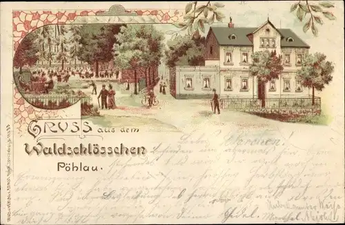 Litho Pöhlau Zwickau in Sachsen, Gastwirtschaft Waldschlösschen