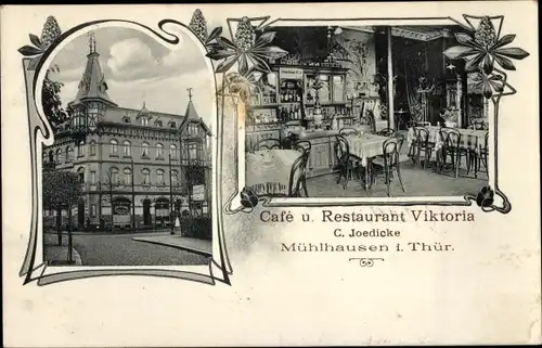 Ak Mühlhausen in Thüringen, Cafe und Restaurant Viktoria, Innenansicht