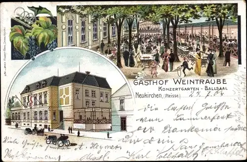 Litho Neukirchen an der Pleiße, Gasthof Weintraube, Konzertgarten