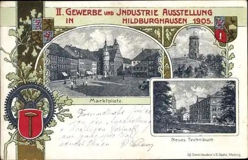 Wappen Ak Hildburghausen in Thüringen, II. Gewerbe und Industrieausstellung 1905, Neues Technikum
