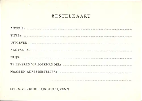 Künstler Ak Niederlande, Het Duitse Boek, Deutsche Buchausstellung, Bestellkarte