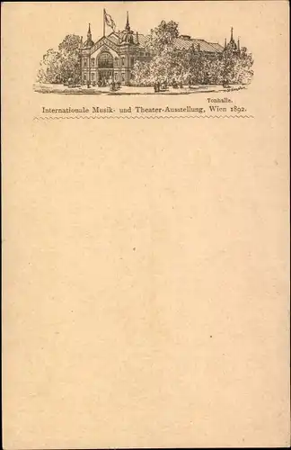 Vorläufer Ganzsachen Ak Wien, Internationale Musik- und Theater-Ausstellung 1892, Tonhalle