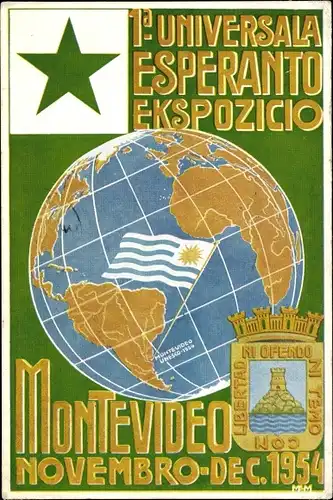 Wappen Künstler Ak Montevideo Uruguay, 1 Universala Esperanto Ekspozicio 1954