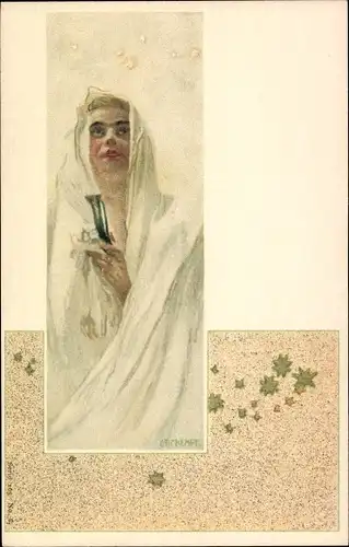 Jugendstil Künstler Litho Kempf, C. Th., Frauenbildnis