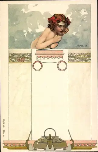 Jugendstil Künstler Litho Kempf, C. Th., Frauenbildnis