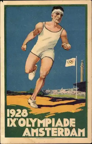 Künstler Ak Amsterdam Nordholland Niederlande, IX. Olympiade Amsterdam 1928, Wettläufer