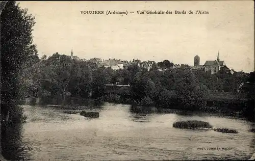 Ak Vouziers Ardennen, Ufer der Aisne