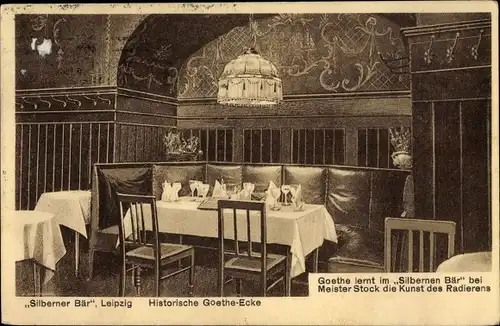 Ak Leipzig in Sachsen, Gaststätte Silberner Bär, Universitätstraße 22/24, Historische Goethe Ecke