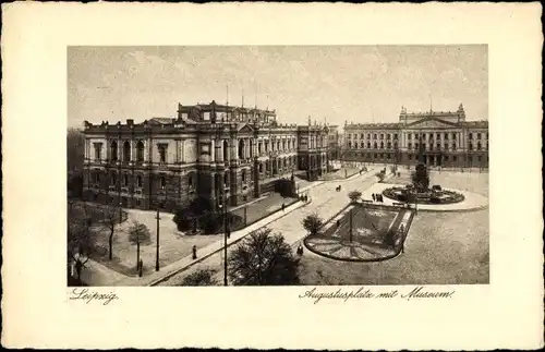 Präge Passepartout Ak Leipzig, Augustusplatz mit Museum