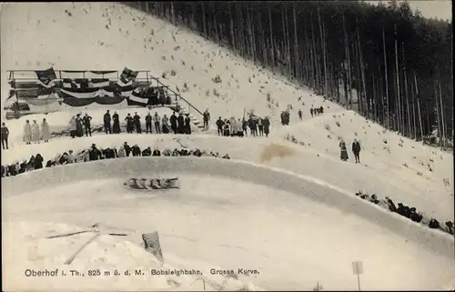 Ak Oberhof im Thüringer Wald, Bobsleighbahn, Große Kurve