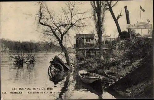Ak Neuilly sur Seine Hauts de Seine, Hochwasser 1910, Ile de la Jatte