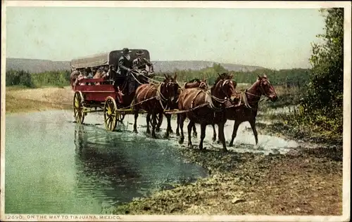 Ak Tijuana Mexiko, Unterwegs, Kutsche