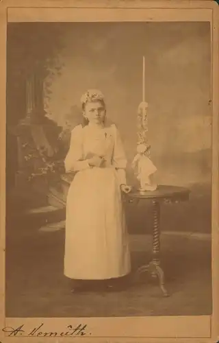 Kabinett Foto Portrait von einem Mädchen, Konfirmation
